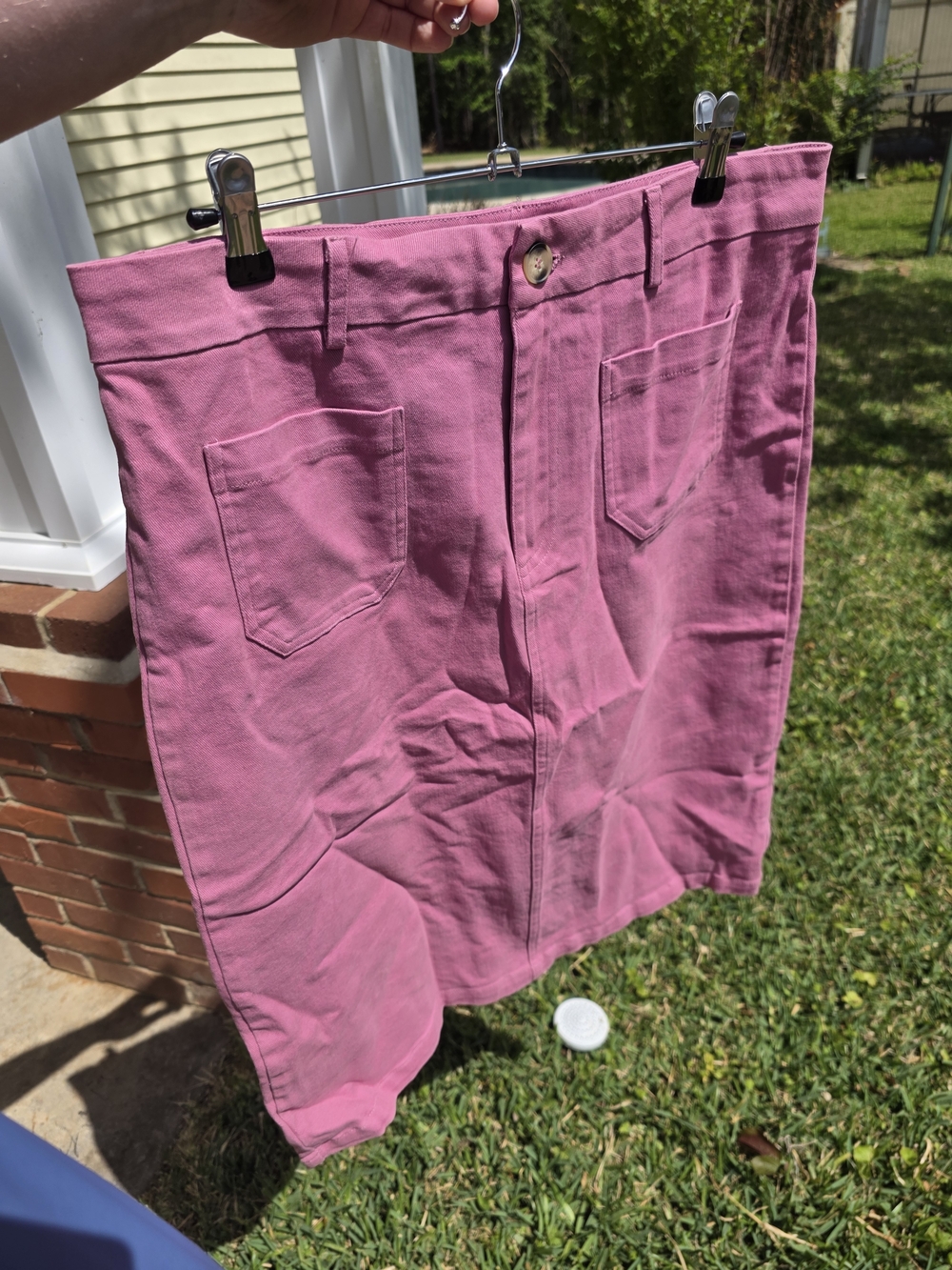 bohme Pink Midi Denim Skirt